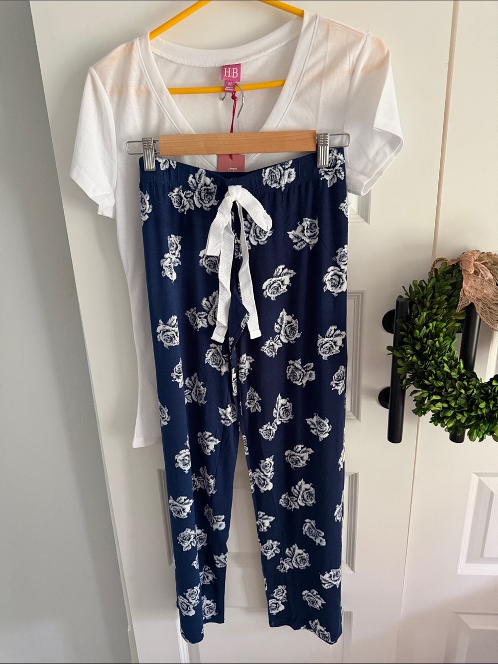 Navy Floral Drawstring Loungewear PJ set
